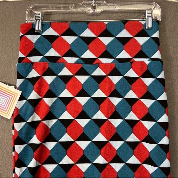 NWT Cassie small LulaRoe blue and red pencil skirt - Picture 5 of 7